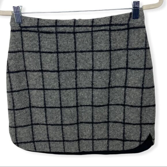 Madewell Wool Shirttail Mini Skirt Womens Size 0 Plaid Career-Wear Fleece Boho - Picture 5 of 12
